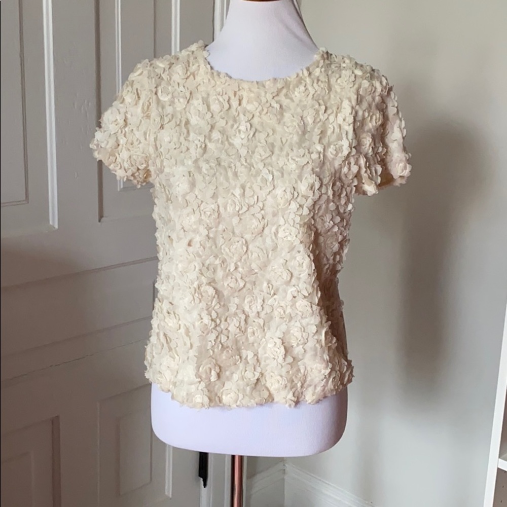 Dimensional Floral Cream Top